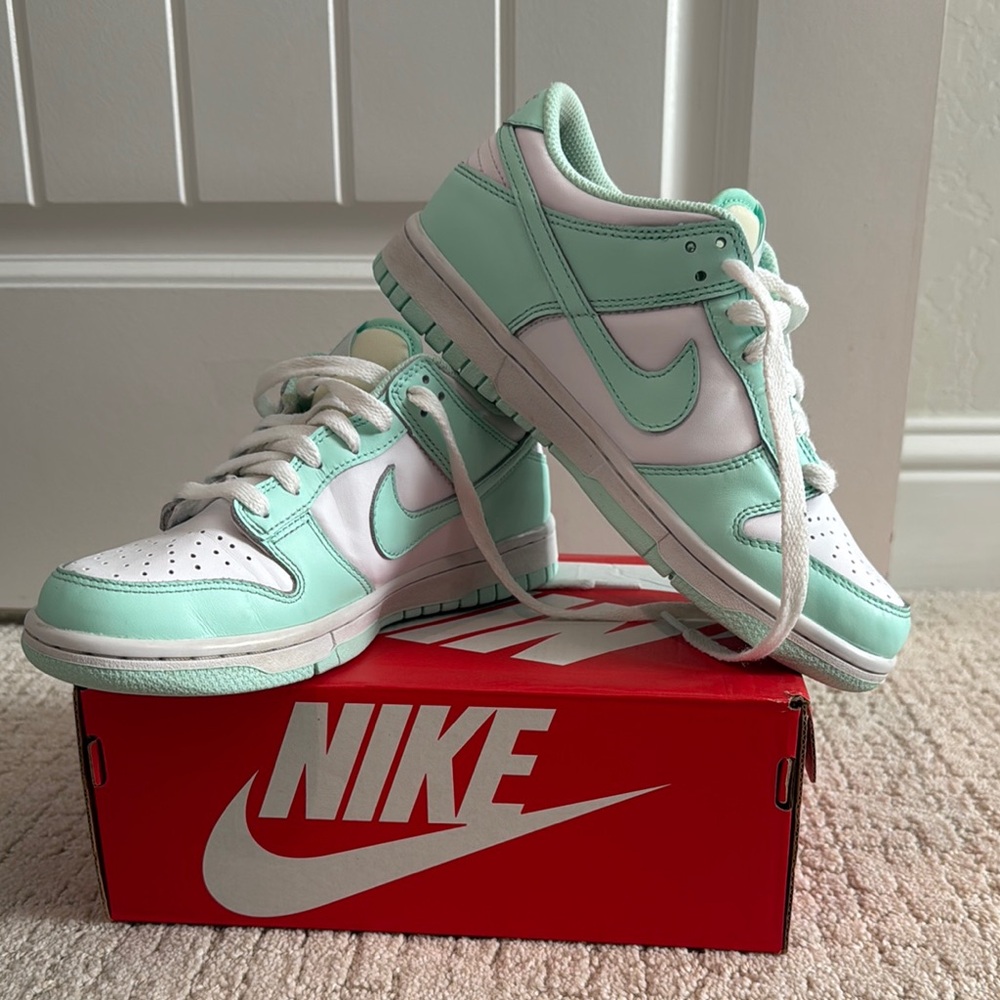 Nike Mint Green and White Sneakers